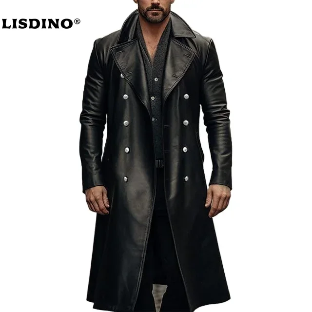 Leather Work Jacket - Jaqueta de couro masculina inverno velo