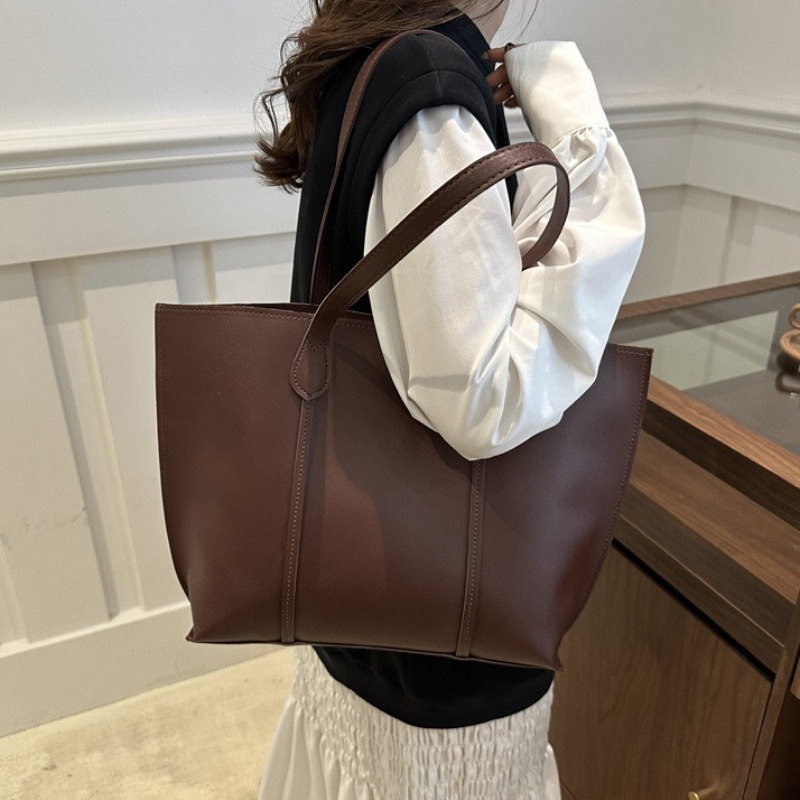 Leather Work Bag Laptop - Bolsa de Ombro Retrô em Couro