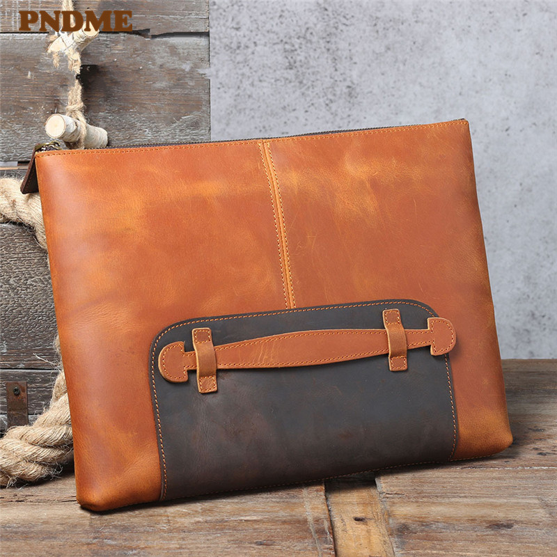 Leather Work Bag Laptop - Bolsa de mão masculina de couro