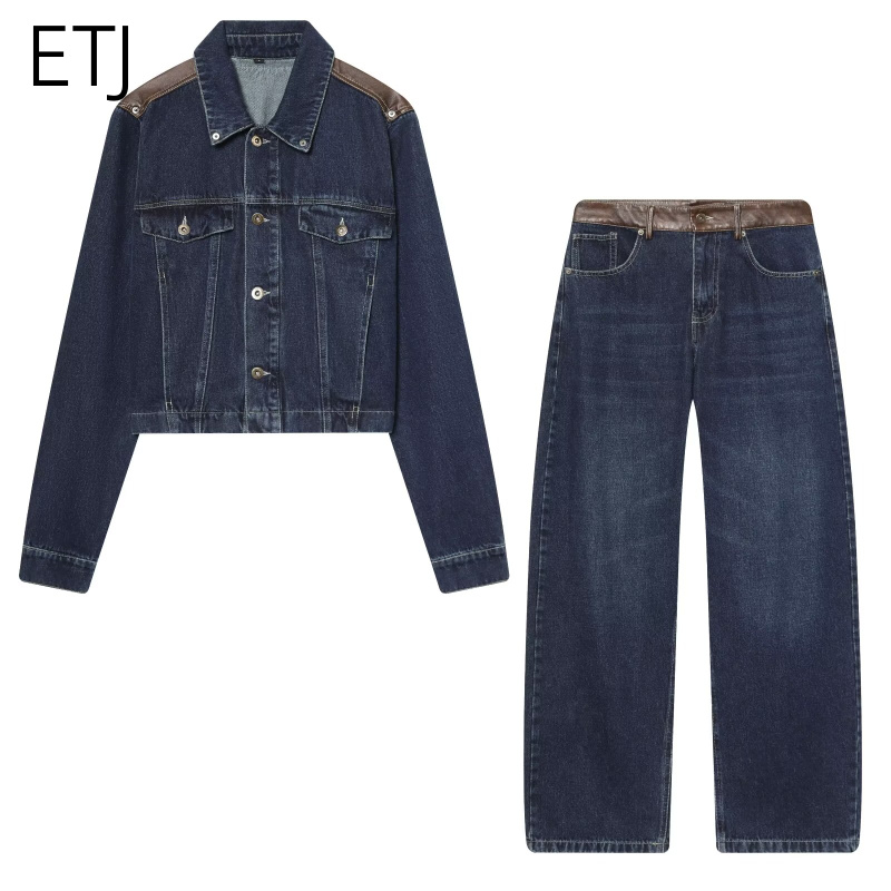 Leather Work Jacket - Conjunto Feminino ETJ: Jaqueta Jeans e