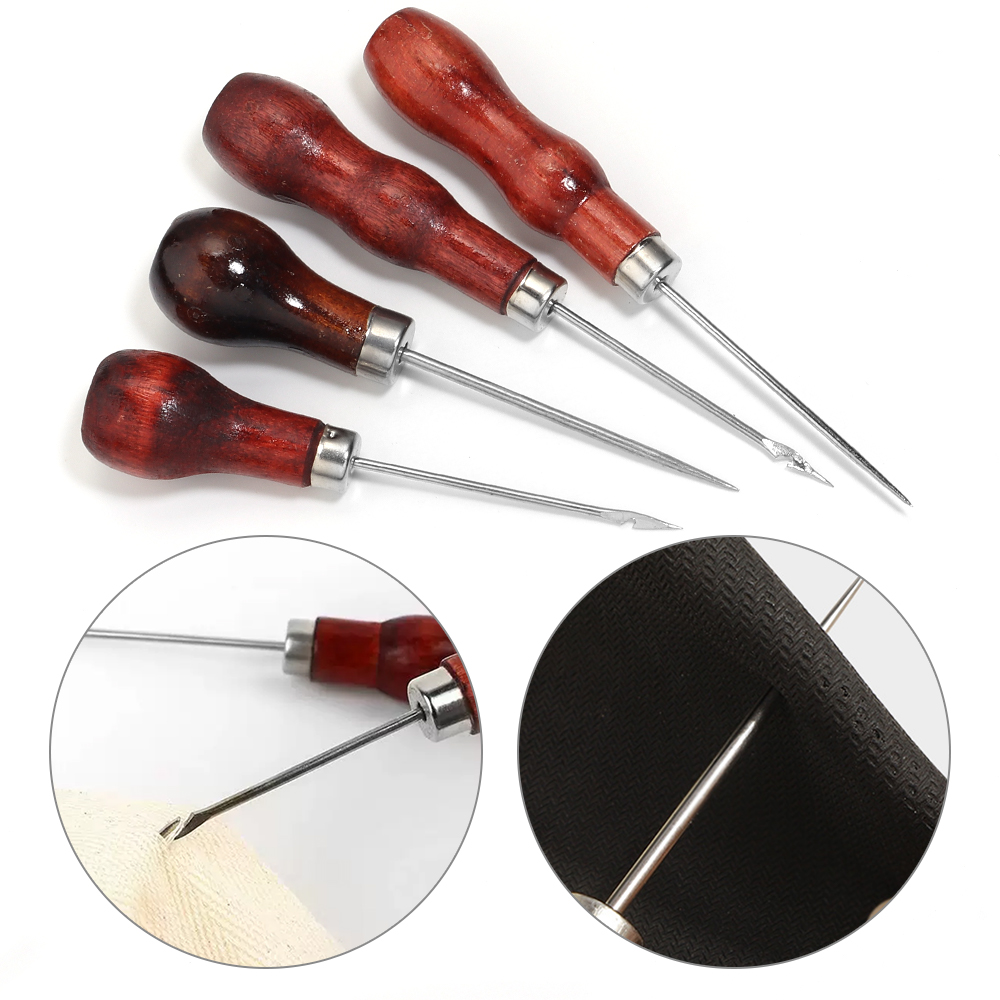 Leatherwork Punching Tool - Punhos com cabo de madeira, faça