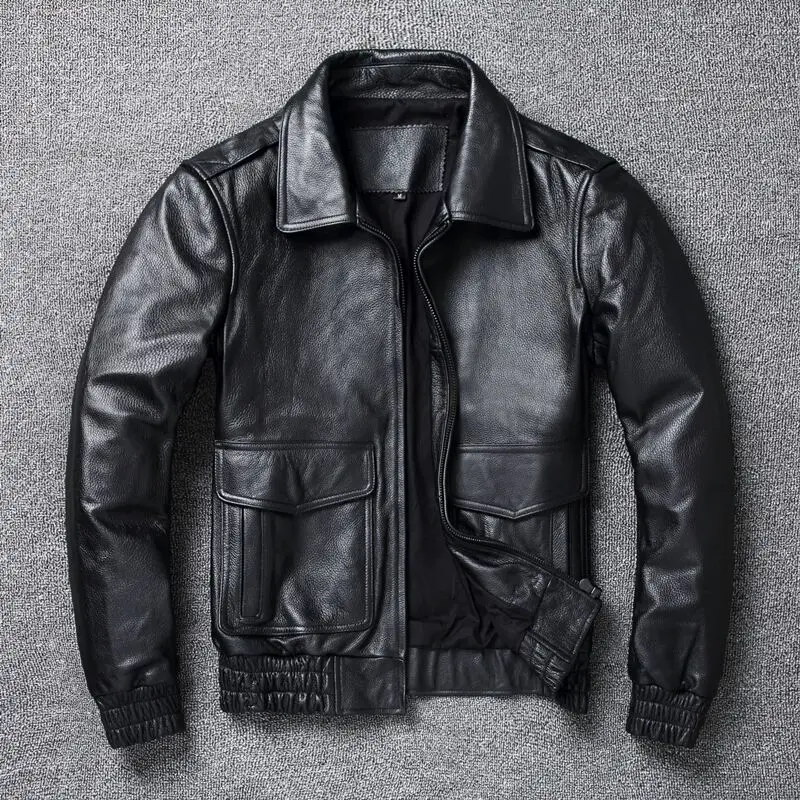 Leather Work Jacket - A2 couro masculino clássico casaco, jaqueta