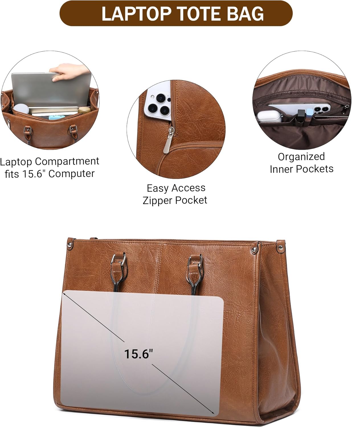 Bolsa Tote 2 em 1 para Laptop  - Leather Work Bag Laptop avaliação e preço