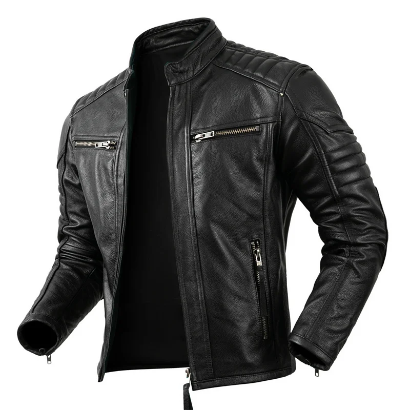 2023 nova motocicleta causal c - Leather Work Jacket avaliação e preço