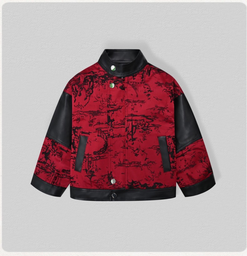 Cavalheiro crianças bordado mo - Leather Work Jacket avaliação e preço