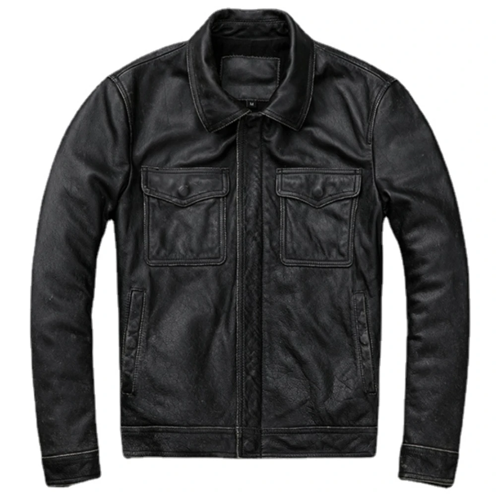 Jaqueta de couro genuíno marro - Leather Work Jacket avaliação e preço