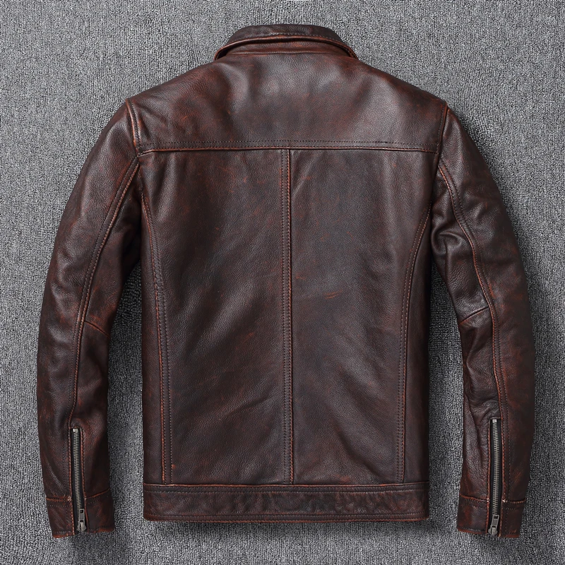 Jaqueta de couro genuíno marro - Leather Work Jacket avaliação e preço