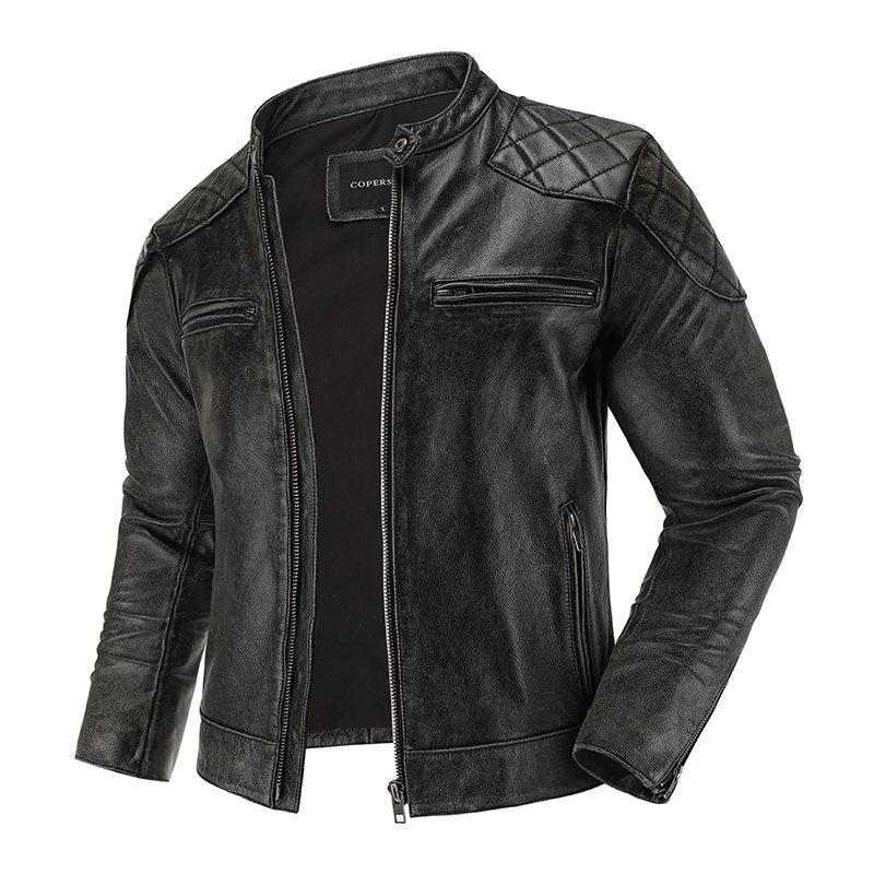 Jaqueta de couro retrô masculi - Leather Work Jacket avaliação e preço